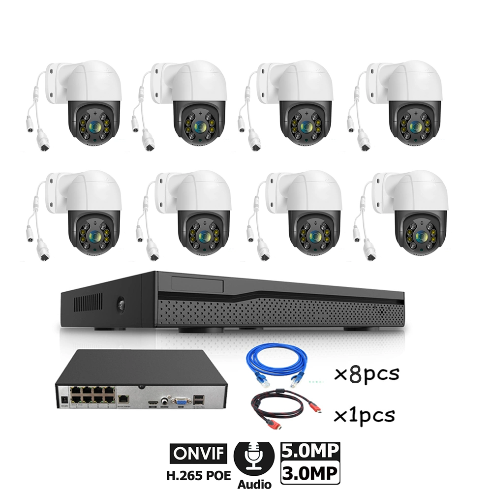 8MP Security CCTV Cameras System Video Surveillance 4K Outdoor PTZ Camera Motion Detection Two-Way Audio 8CH Poe NVR Kit