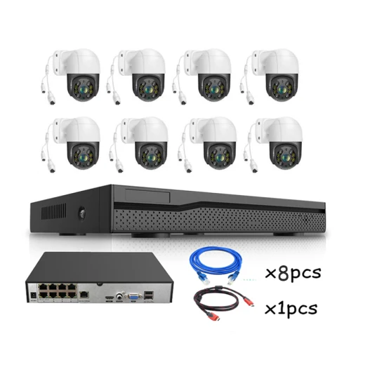 8MP 보안 CCTV 카메라 시스템 비디오 감시 4K 야외 PTZ 카메라 모션 감지 양방향 오디오 8CH Poe NVR 키트